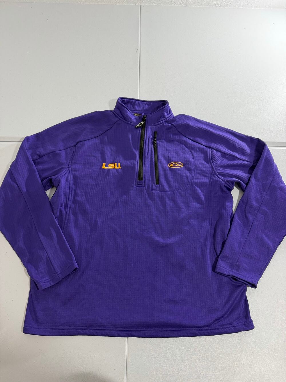 Drake Clothing LSU Tigers Mens Quarter Zip Pullover XL Purple Gold Fleece